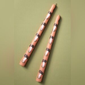 Anthropologie Forage Fall Icon Taper Candles Set of 2 Autumn Orange Mushroom NWT